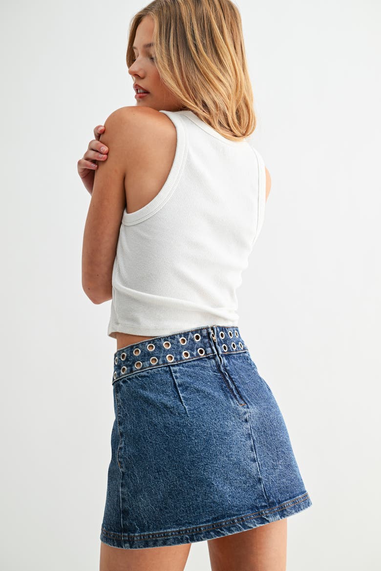 The Orbit Mid Rise Denim Mini Skirt, Alternate, color, Medium Wash