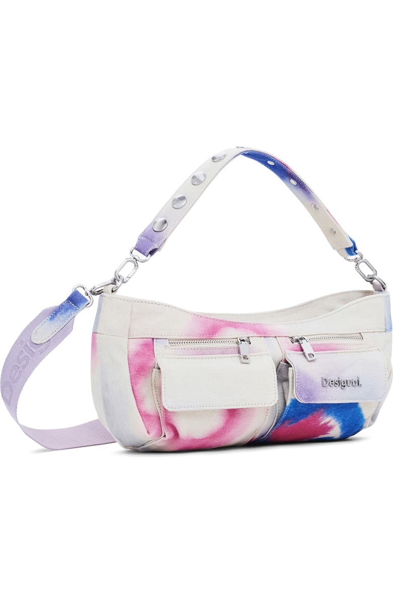 Desigual Print Canvas Shoulder Bag, Alternate, color, White