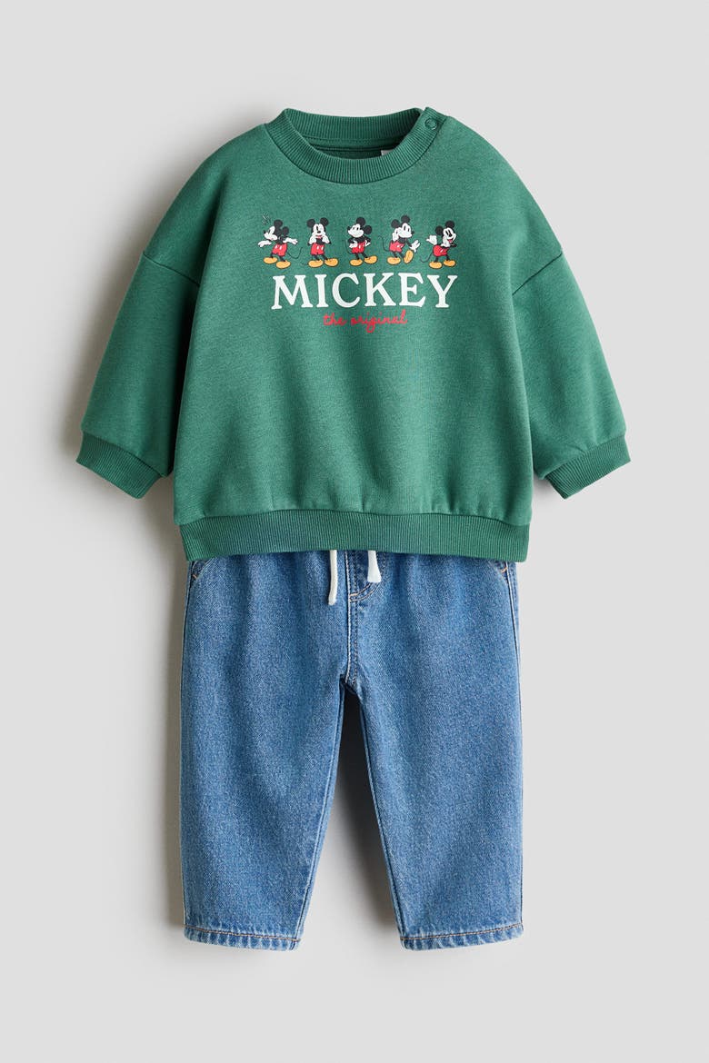 2-piece Printed Set, Main, color, Green/Mickey Mouse