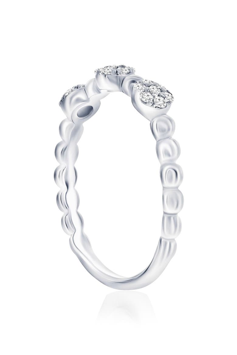 Sterling Silver Pavé CZ Beaded Band Ring, Alternate, color, SILVER