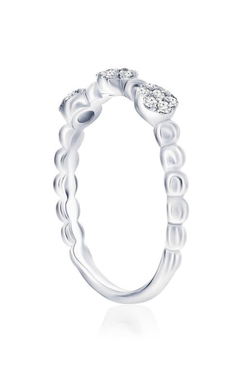 Simona Sterling Silver Pavé Cz Beaded Band Ring In Silver