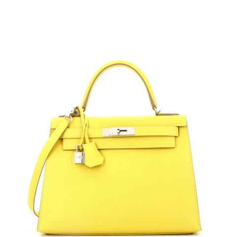 Kelly Handbag Yellow Epsom with Palladium Hardware 28