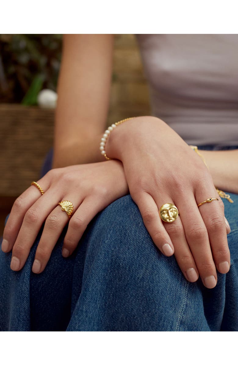 Ottoman Hands Moon Face Gold Ring, Alternate, color, Gold