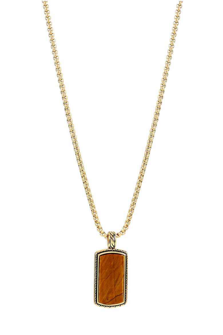 Men's Stone Pendant Necklace, Alternate, color, GOLD/ BROWN