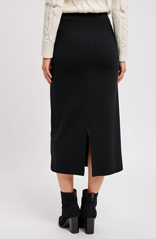 Modenaire Soft Stretch Knit Midi Skirt In Black