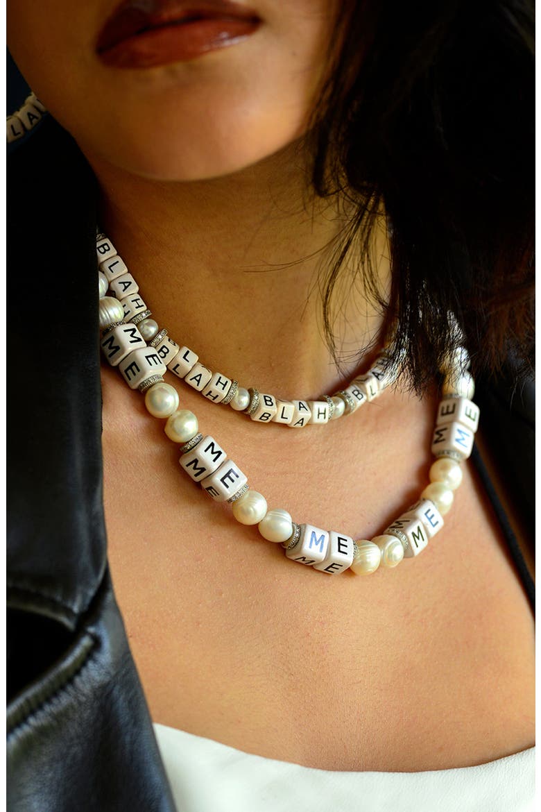 Blah Blah Blah Necklace, Alternate, color, White
