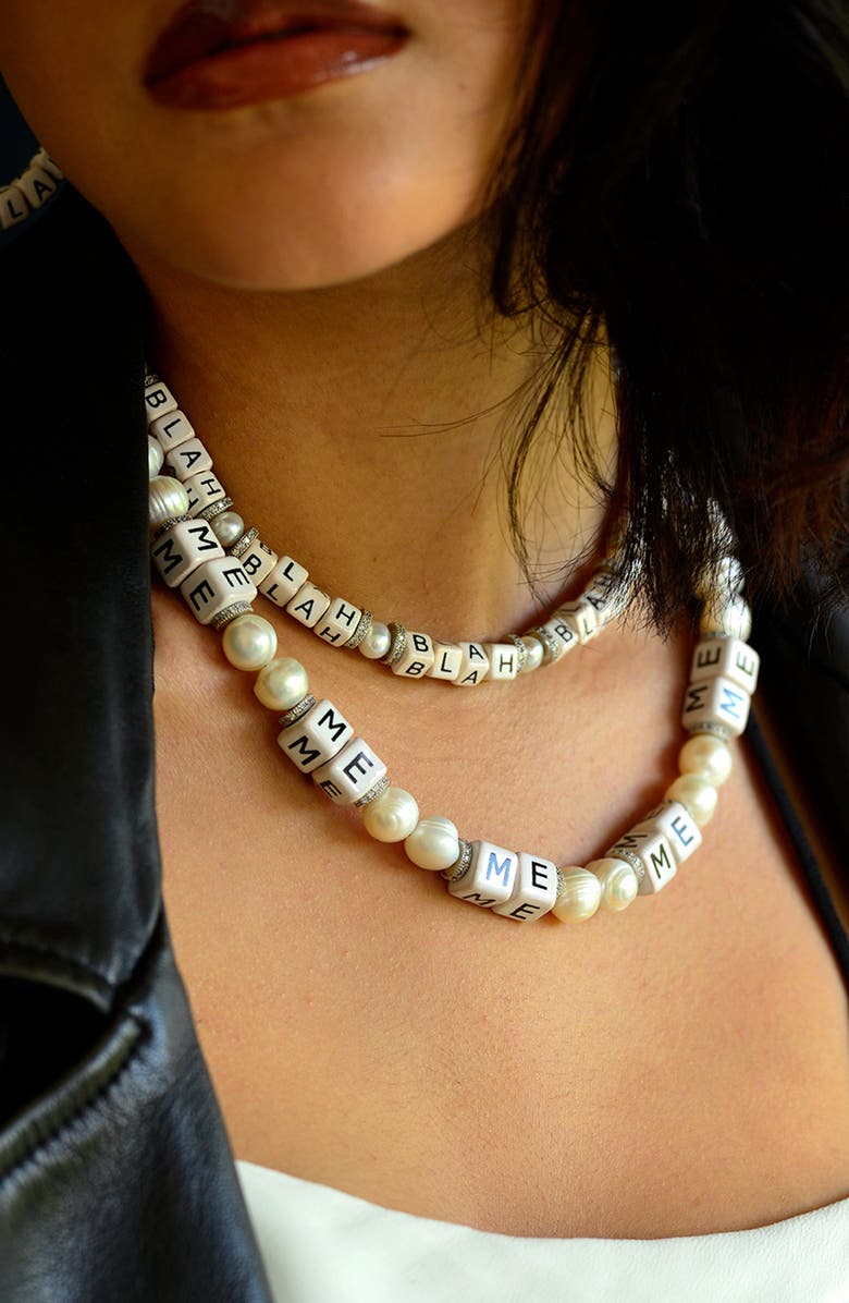 Venessa Arizaga Blah Blah Blah Necklace, Alternate, color, White