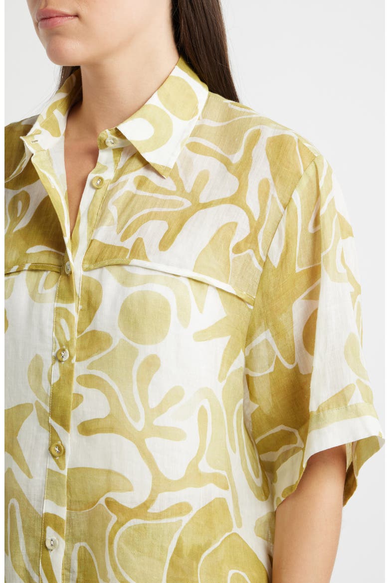 Irisa Print Short Sleeve Shirt, Alternate, color, LIGHT OLIVE