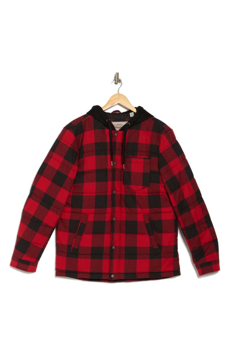 Levi's<sup>®</sup> Quilted Plaid Hooded Shacket, Alternate, color, Red Black