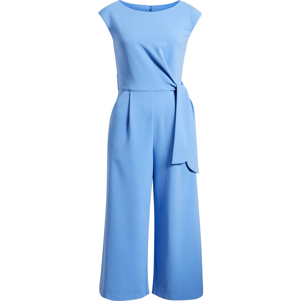 Tahari Asl Side Knot Scuba Crepe Jumpsuit In Ultra Marine
