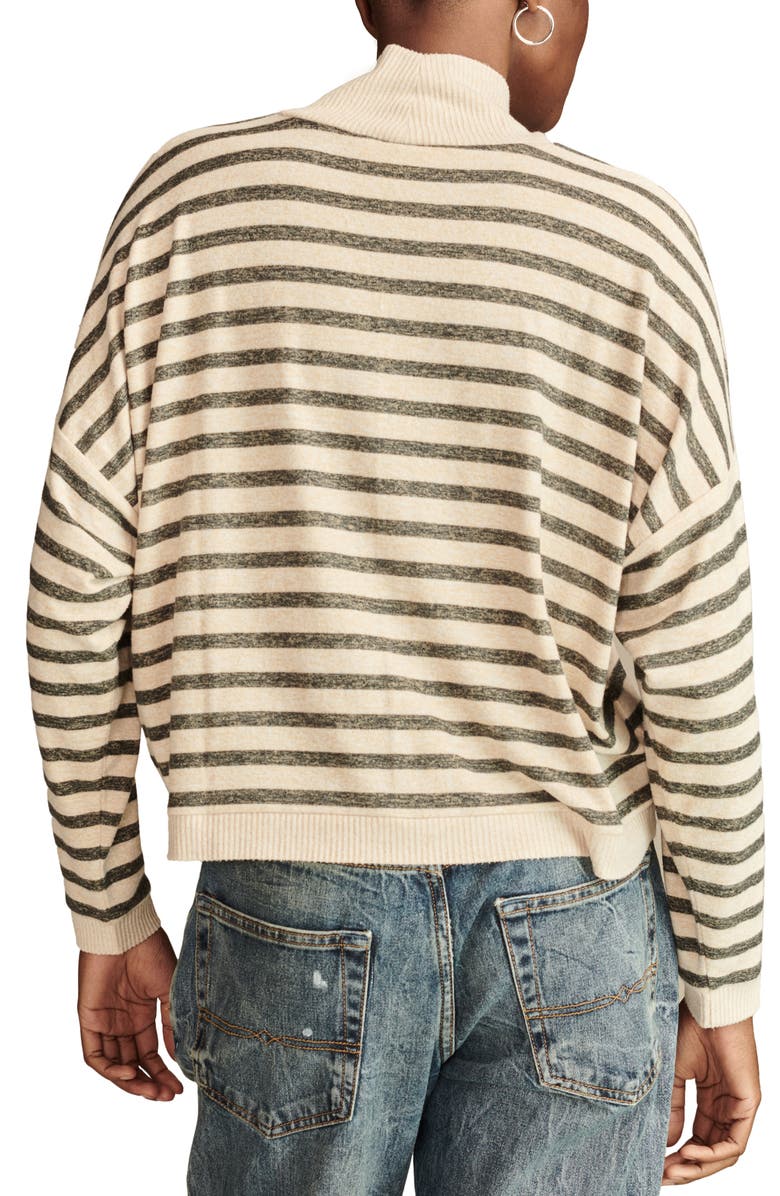 Lucky Brand Cloud Stripe Cowl Neck Knit Top, Alternate, color, Natural Stripe