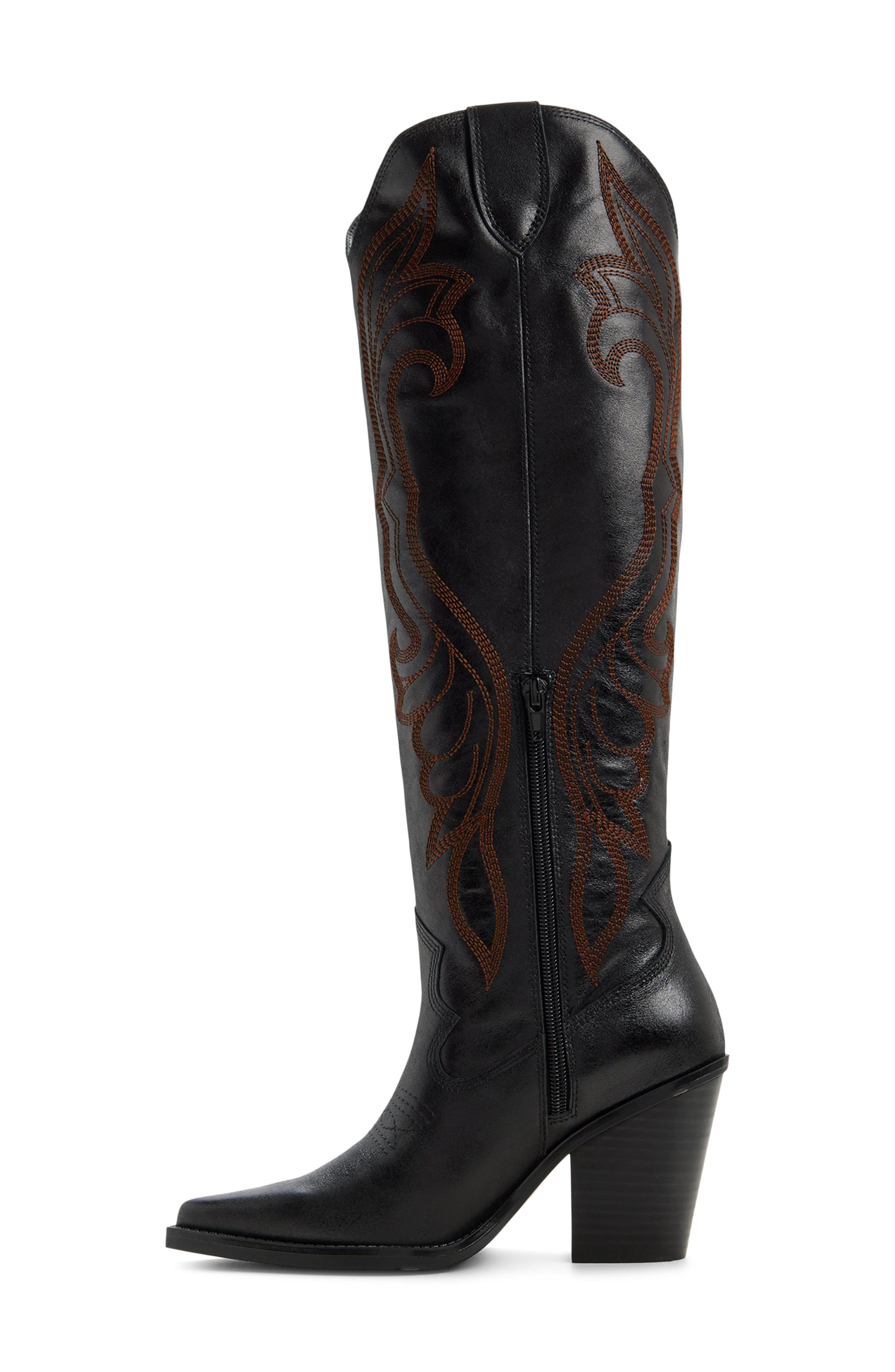 ALDO Revolve Pointed Toe Western Boot, Alternate, color, Black Combo