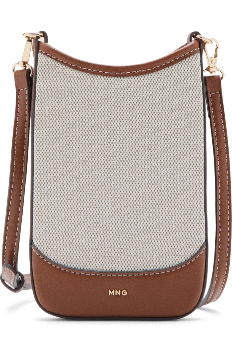MANGO Phone Crossbody Bag, Main, color, Beige