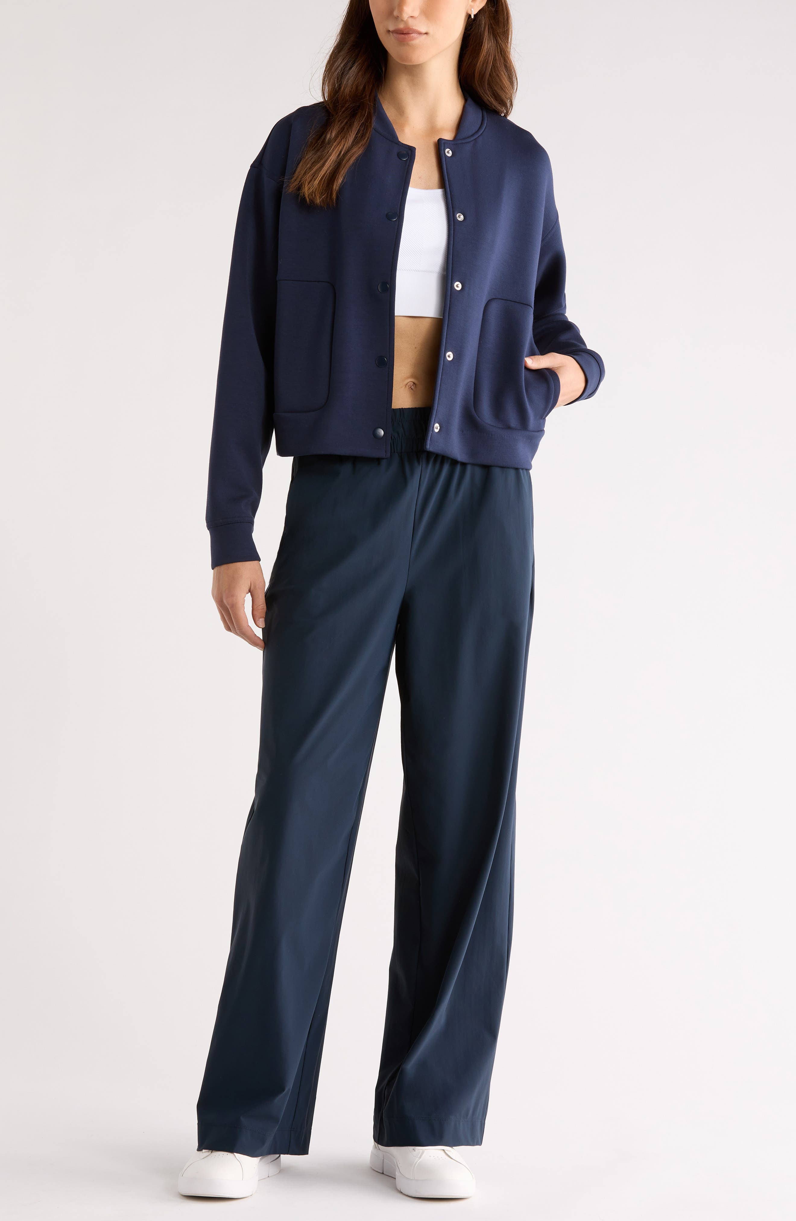 Zella Ultra Luxe Snap Front Jacket (Women) | Nordstromrack