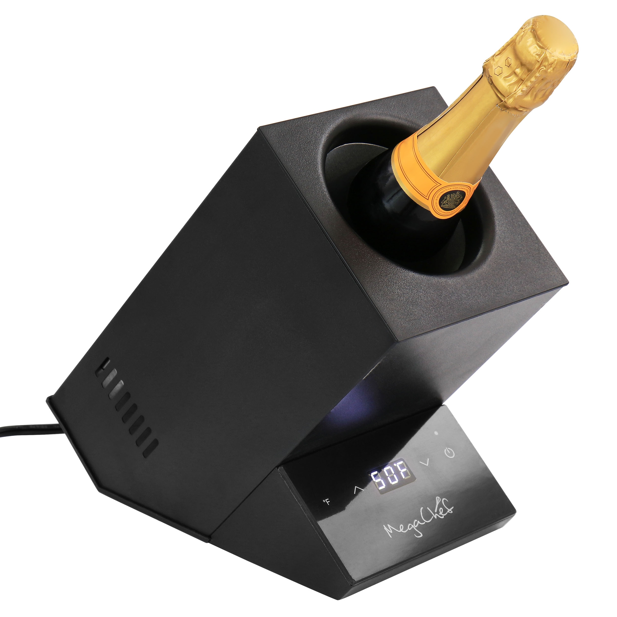 Megachef Electric Wine Chiller with Digital Display in Black - Black