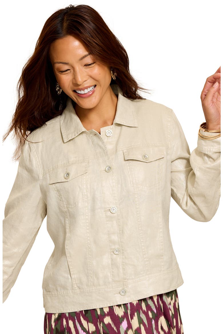 Two Palms Shimmer Linen Jacket, Alternate, color, SEEDPEARL