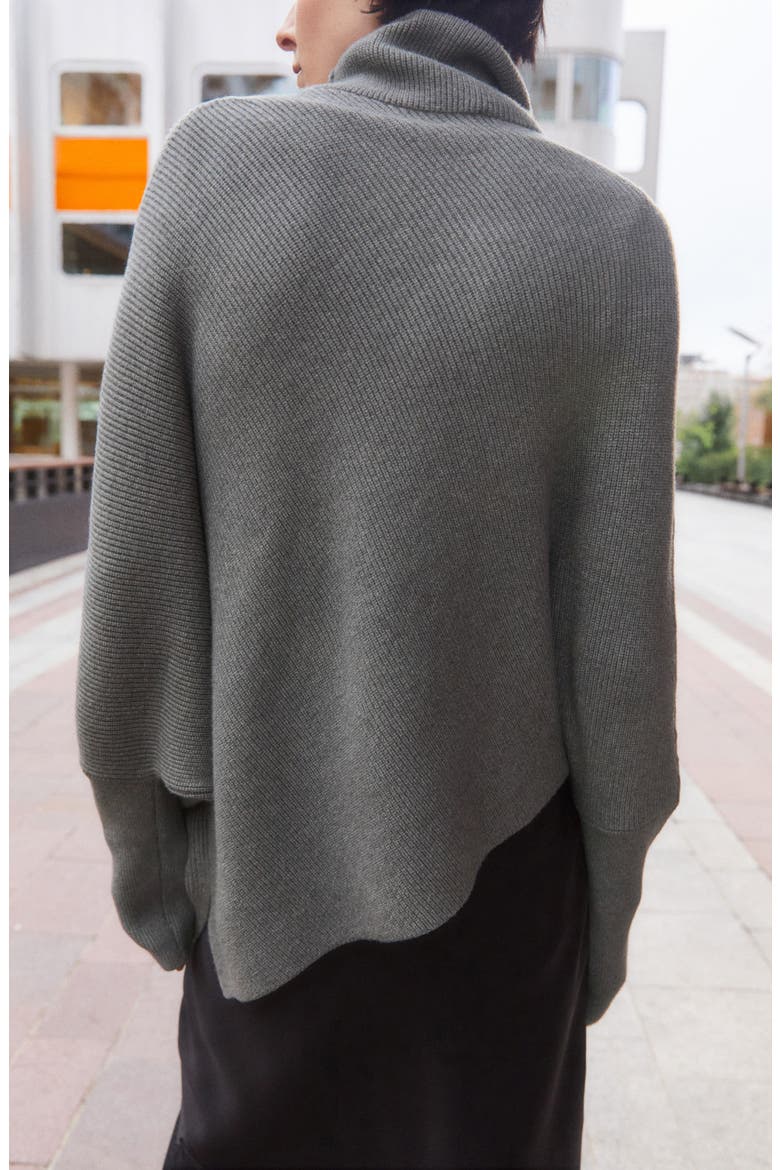 Asymmetric Turtleneck Sweater, Alternate, color, MEDIUM HEATHER GREY