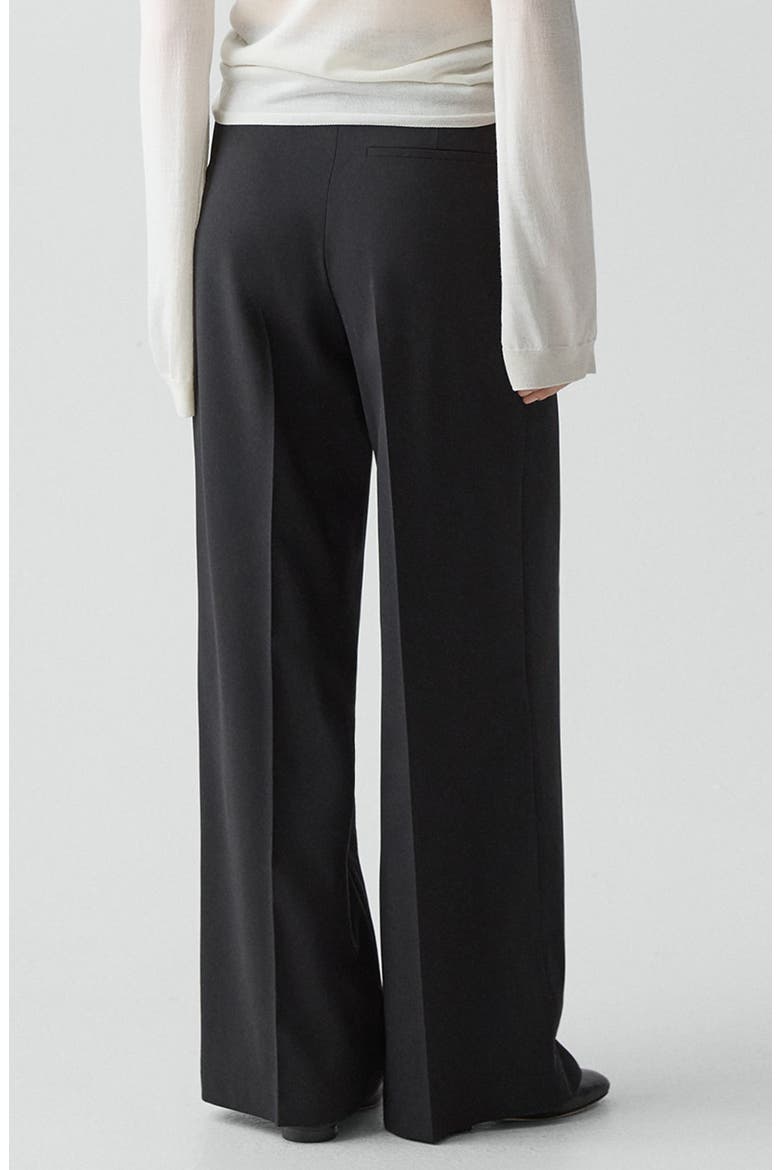 Pleat Front Wide Leg Stretch Wool Pants, Alternate, color, BLACK - 001