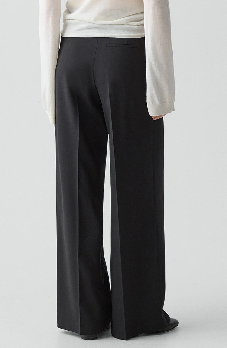 Theory Pleat Front Wide Leg Stretch Wool Pants, Alternate, color, Black - 001