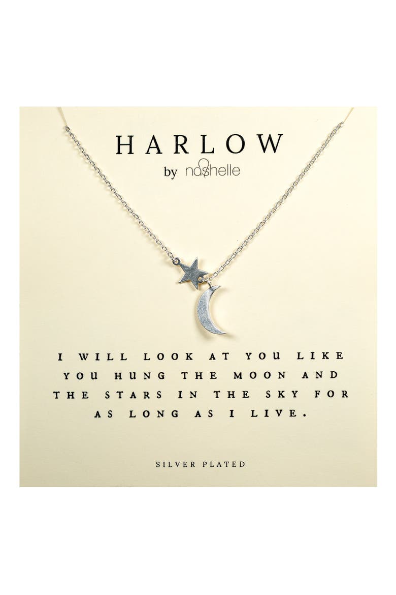HARLOW by Nashelle Moon & Stars Boxed Necklace, Main, color, SILVER