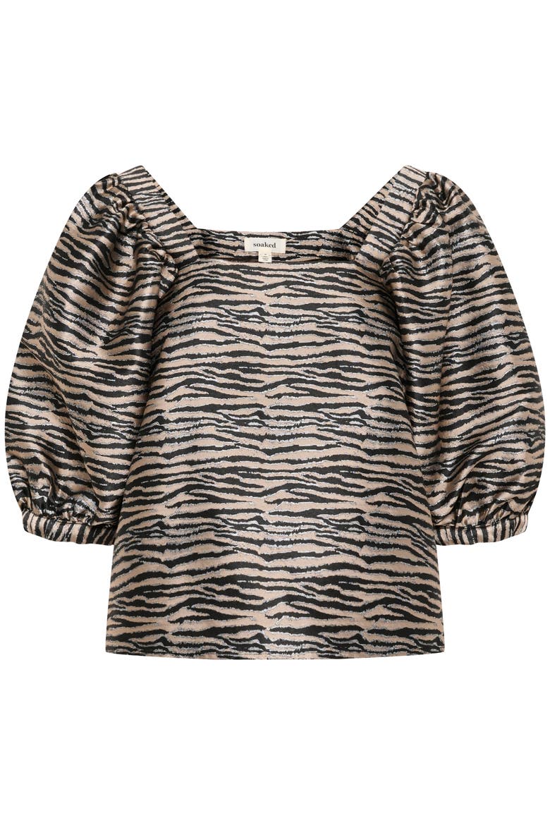 SLElowen Sonnia Square Neck Blouse, Alternate, color, Zebra Jacquard