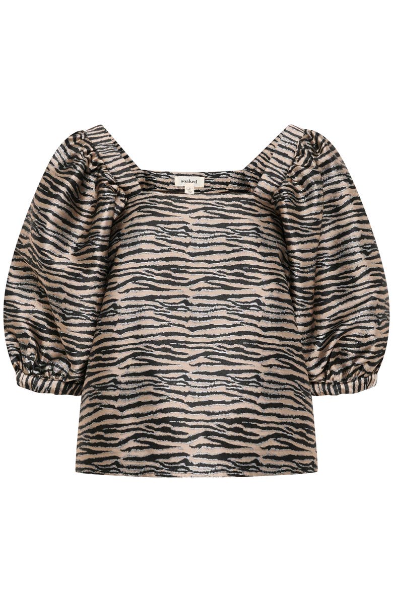 Soaked in Luxury SLElowen Sonnia Square Neck Blouse, Alternate, color, Zebra Jacquard