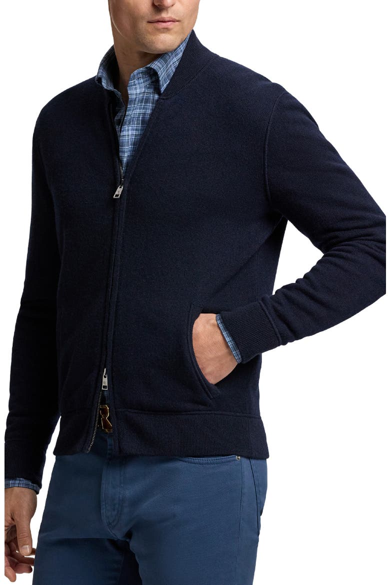Cashmere French Terry Zip Cardigan, Alternate, color, DARK NAVY