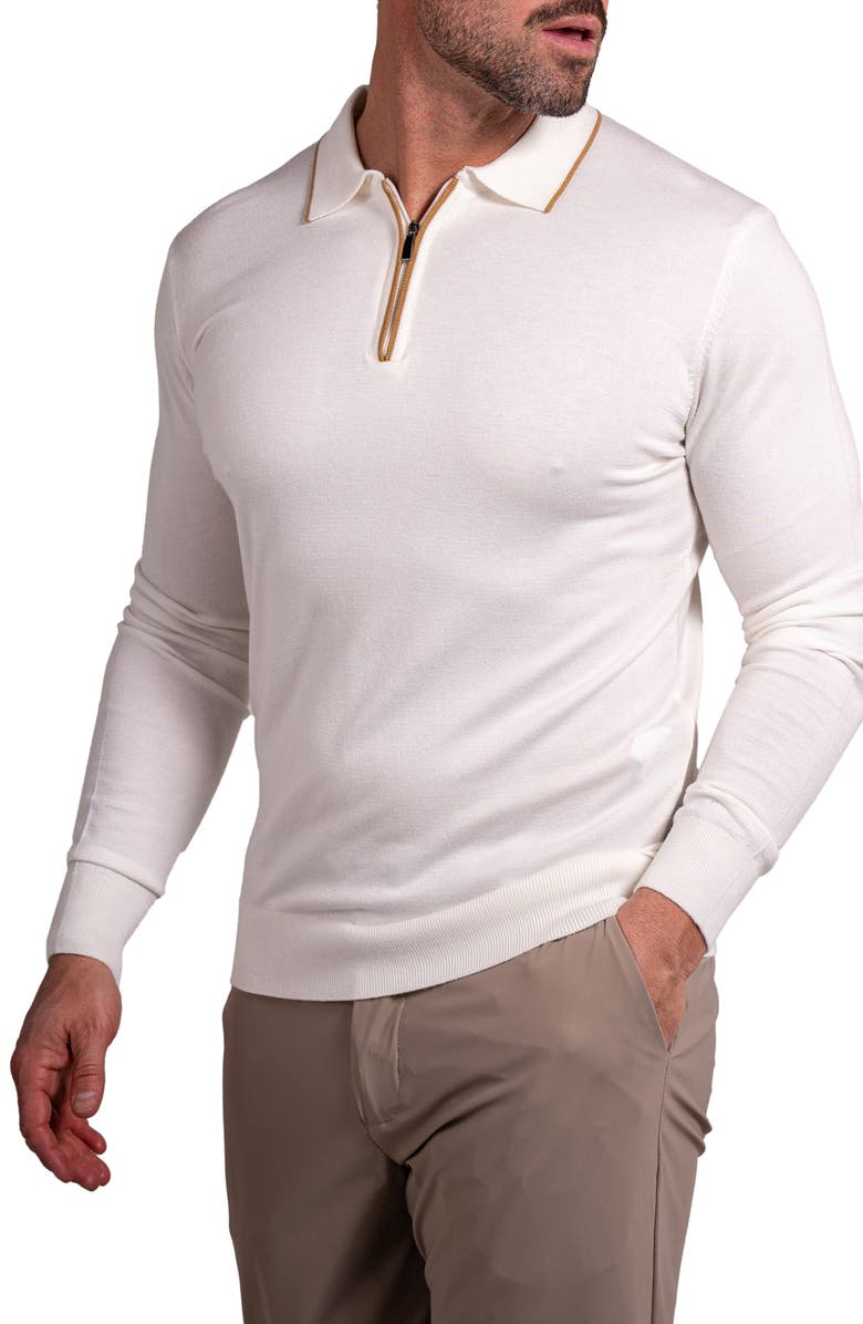 Maceoo Knitted Passion Quarter Zip Sweater, Alternate, color, White