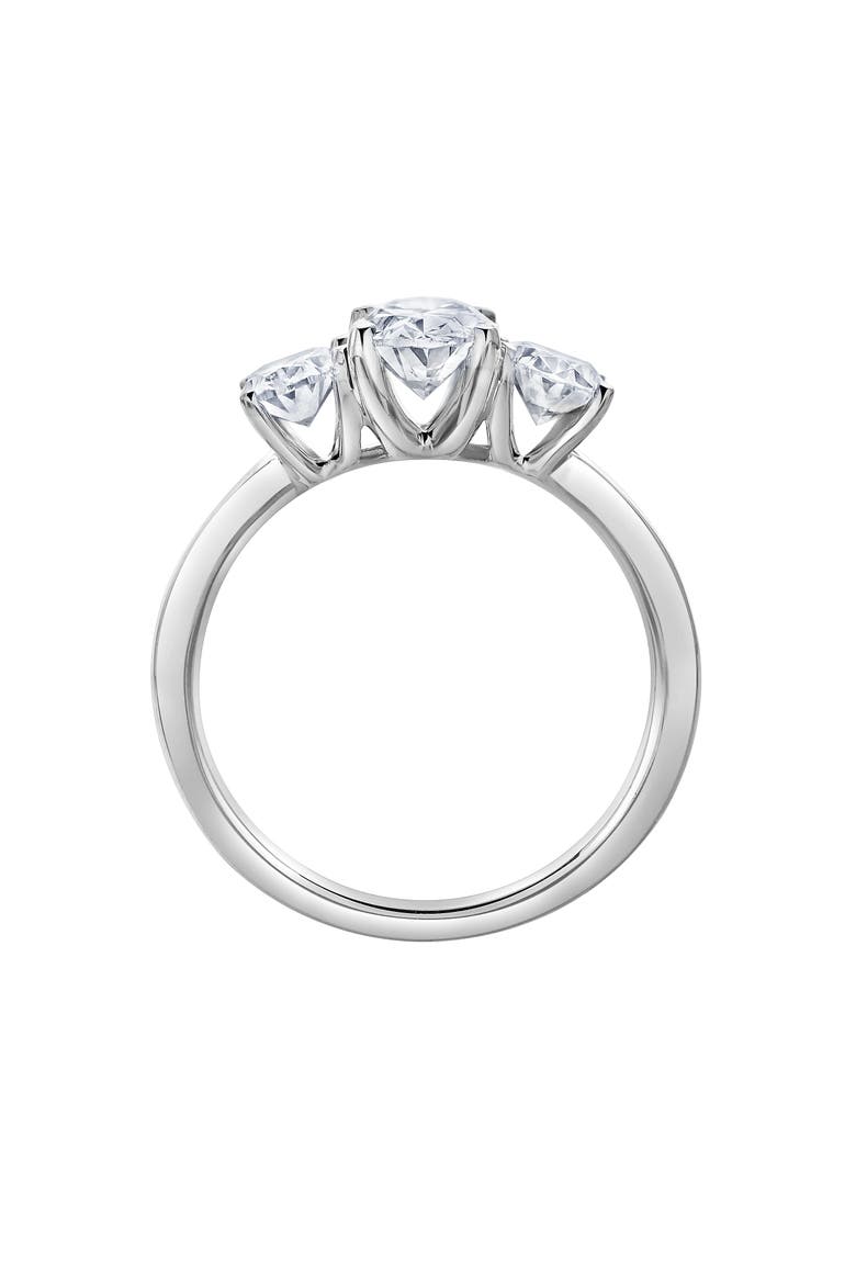 Delila 14K Gold Oval Cut Lab Grown Diamond Trinity Ring - 2 ct, Alternate, color, 14K White Gold