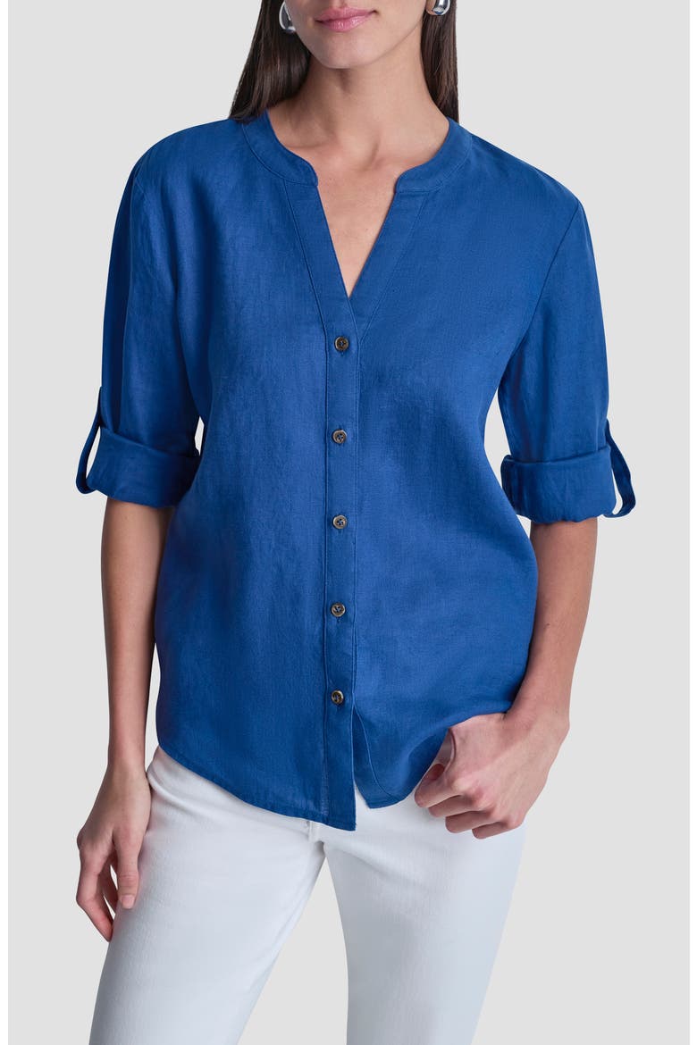 Linen Button-Up Shirt, Main, color, ADMIRAL