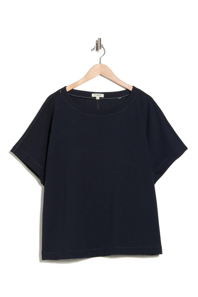 Stitch Knit Top, Alternate, color, DARK NAVY/ IVORY