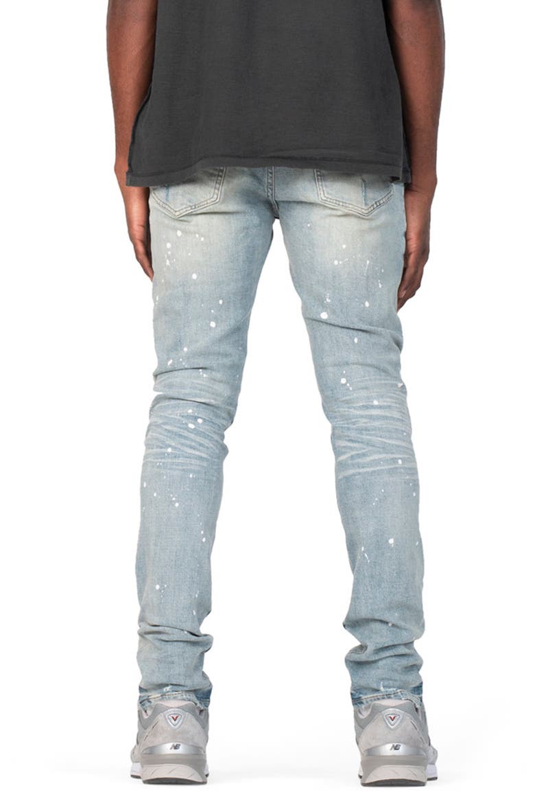 Ripped Paint Splatter Stretch Skinny Jeans, Alternate, color, LIGHT INDIGO PAINT