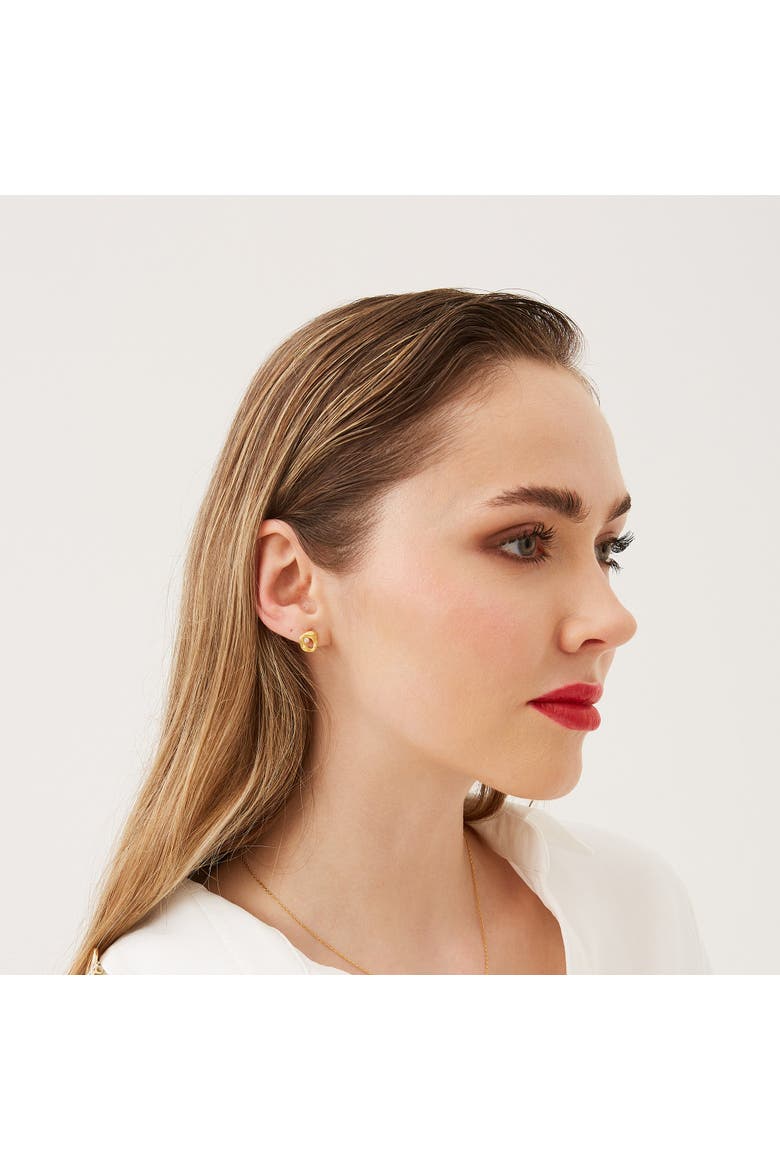 Dripping Molten Natural Textured Sterling Silver Authentic Earrings, Alternate, color, Gold