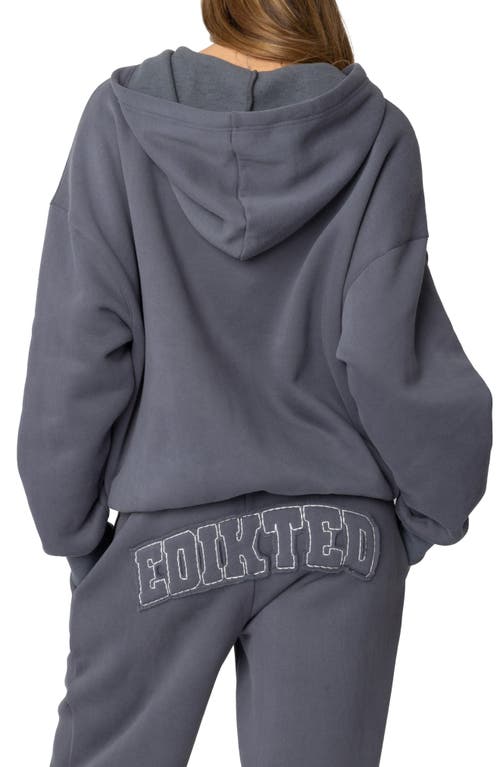 Shop Edikted Forever Appliqué Zip Hoodie In Gray