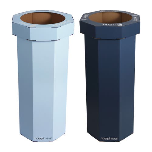 Happimess Fleur 25-gallon Classic Disposable Corrugated Cardboard Event Trash Can And Recycling Bin In Blue