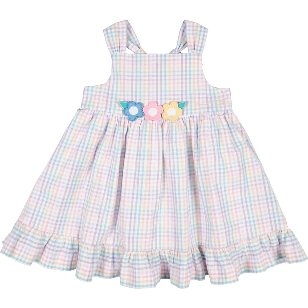 Florence Eiseman Babies' Plaid Seersucker Dress With Flowers In Gray