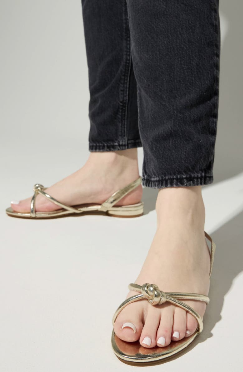 Yosi Samra Alison Knot Slingback Sandal, Alternate, color, Gold