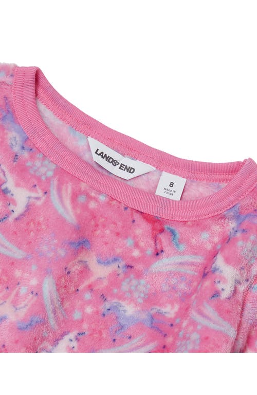 Lands' End Kids Long Sleeve Plush Fleece Pajama Set In Pink