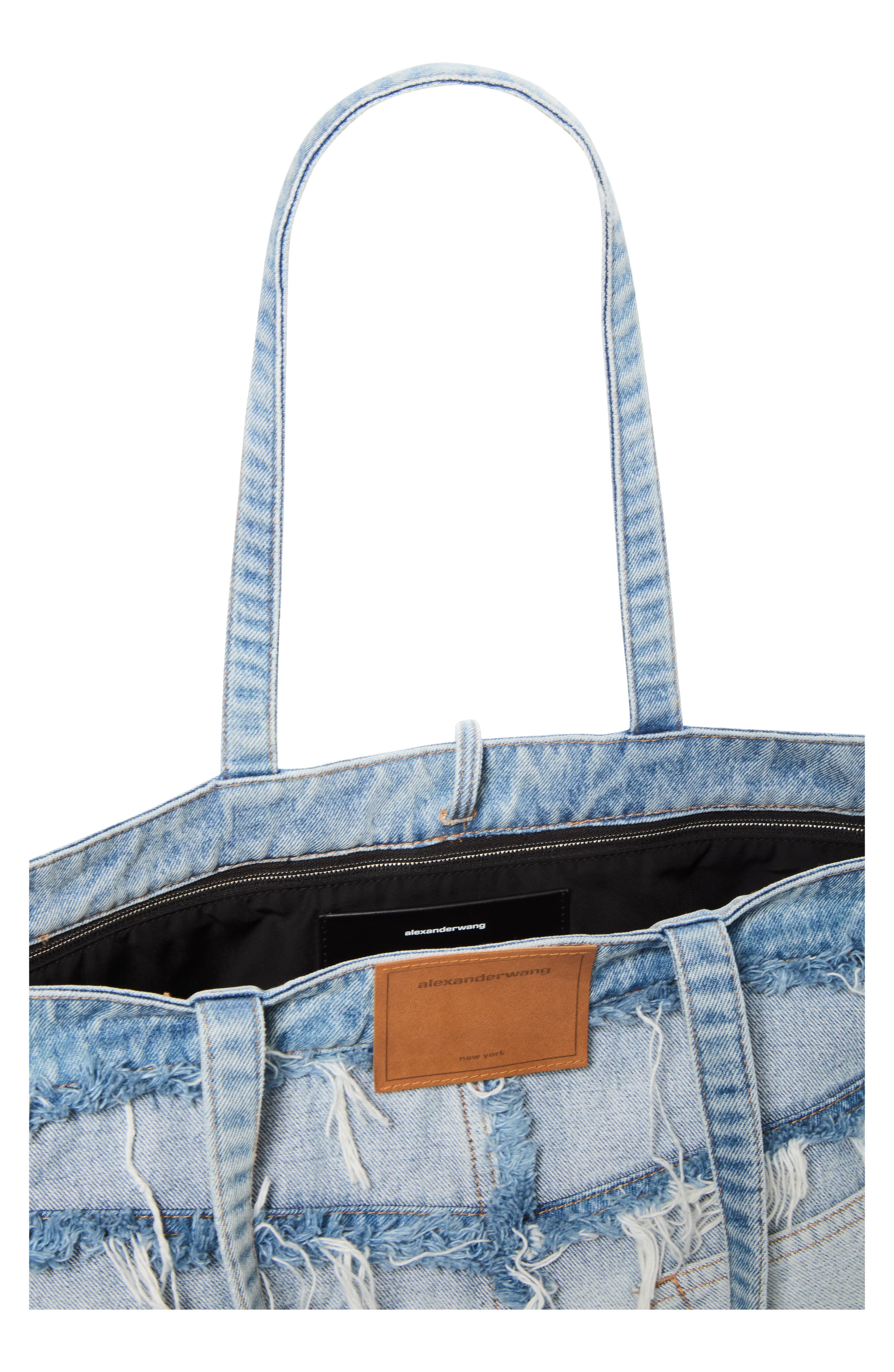 Punch Denim Fray Tote, Alternate, color, BLEACH BLUE