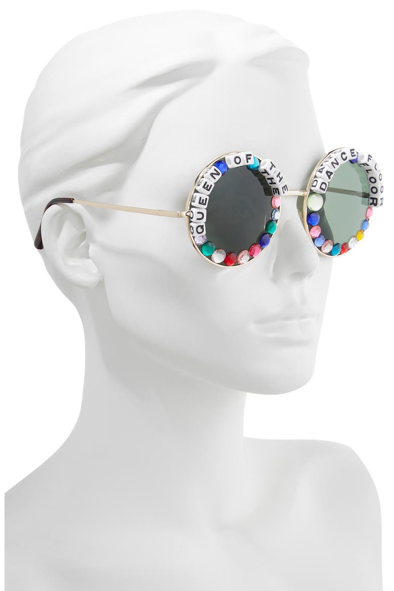 Queen Of The Dance Floor Round Sunglasses, Alternate, color, GOLD/ PINK