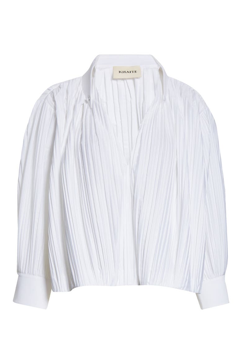 Ivette Malone Pleated Crop Cotton Poplin Top, Alternate, color, WHITE