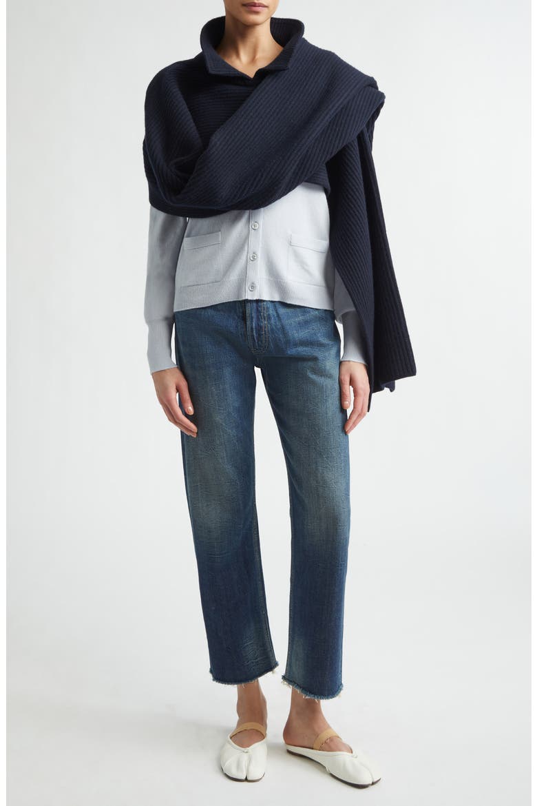Distressed Raw Hem Straight Leg Jeans, Alternate, color, BLUE WASH