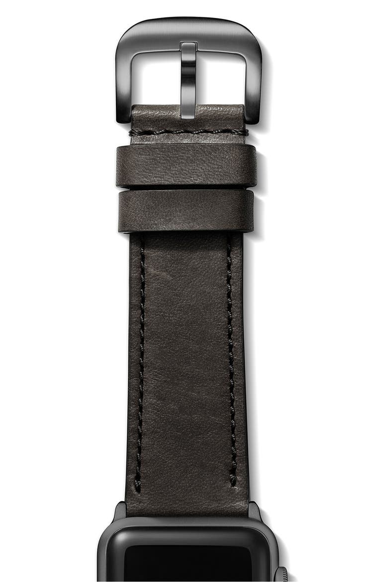 Grizzly Leather 21mm Apple Watch® Watchband, Alternate, color, BLACK