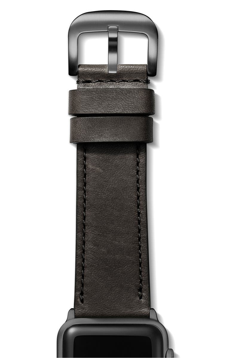 Shinola Grizzly Leather 21mm Apple Watch<sup>®</sup> Watchband, Alternate, color,
