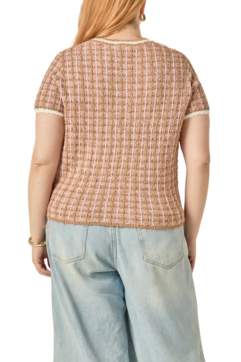 Check Knit Top, Alternate, color, CAMEL/ PINK