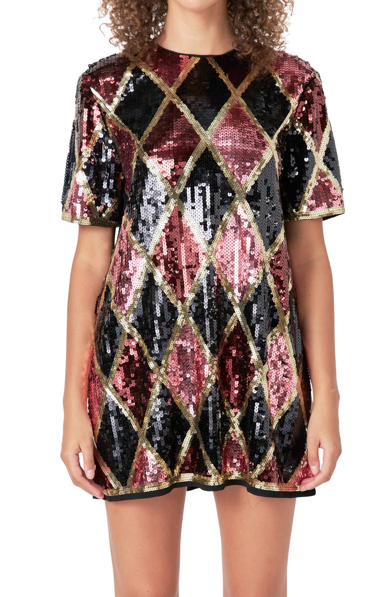 Endless Rose Sequins Shift Minidress, Alternate, color,
