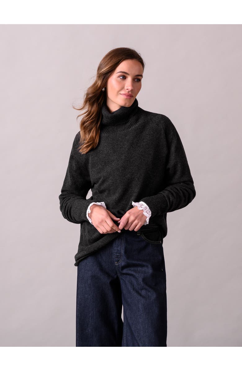 Celtic & Co. Geelong Wool Slouch Turtleneck Sweater, Main, color, Charcoal
