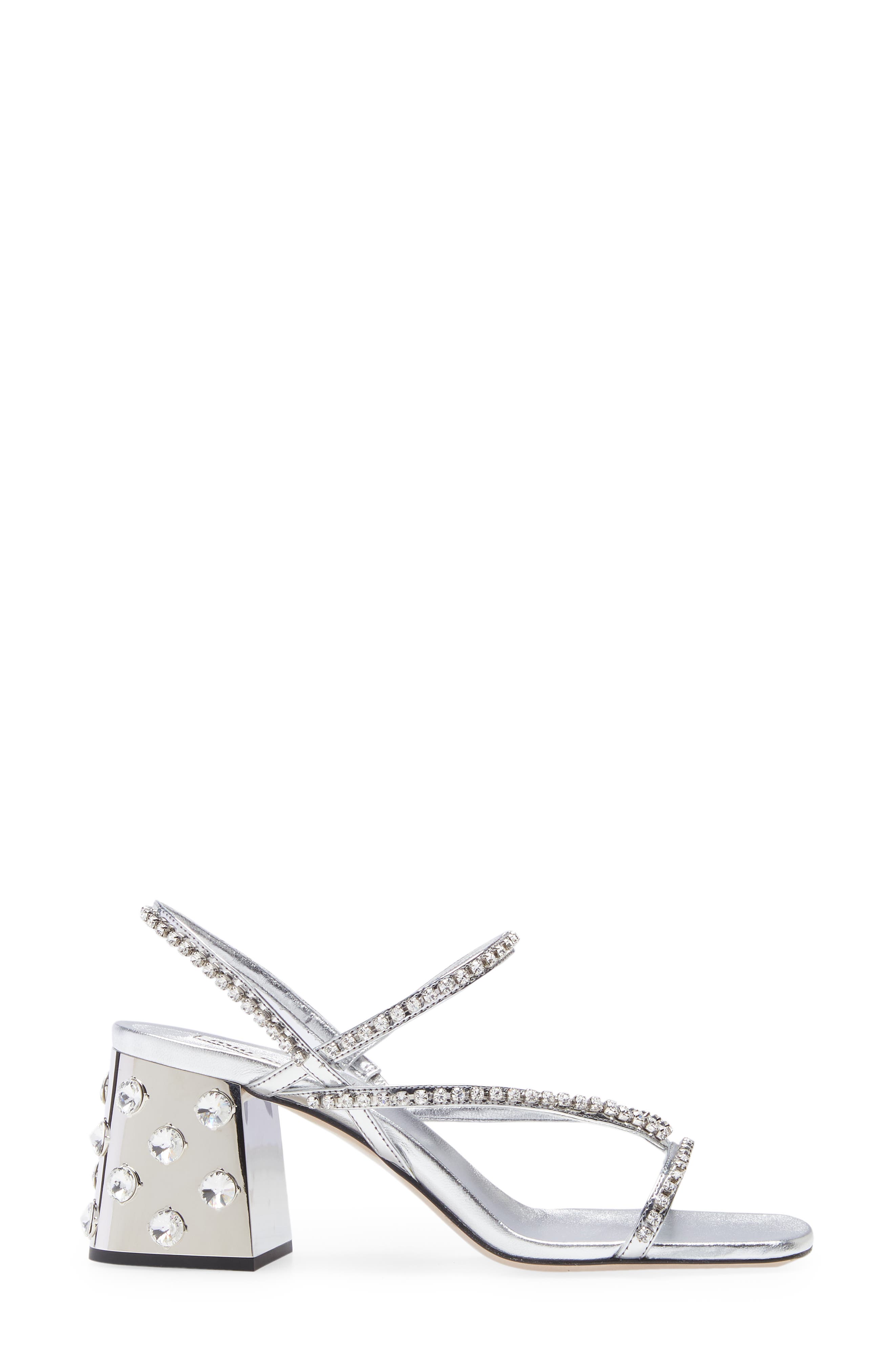 Crystal Embellished Block Heel Sandal, Alternate, color, ARGENTO