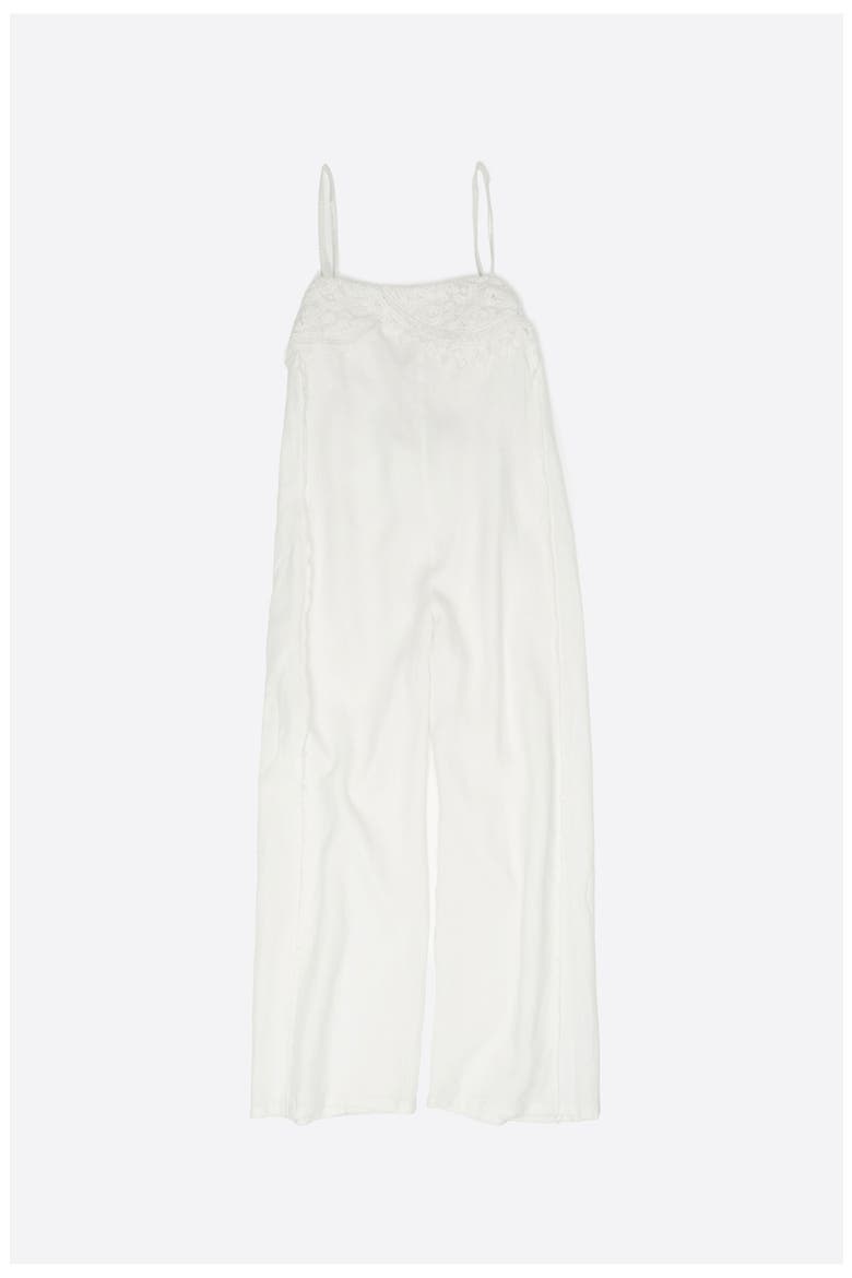 Linen Crochet Neckline Jumpsuit, Alternate, color, WHITE