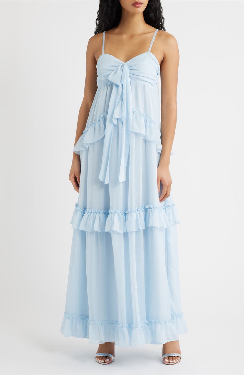 Lulus Markie Ruffle Tiered Evening Dress, Main, color, Light Blue